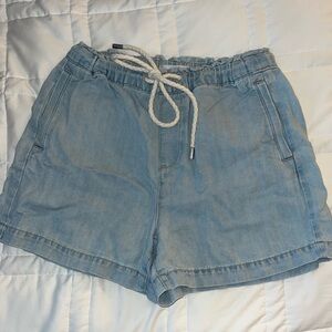 Ann Taylor Loft Drawstring High Waist Denim Shorts